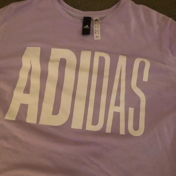 Adidas Universal Lavender Word Slight Crop Tee Large - Picture 5 of 6